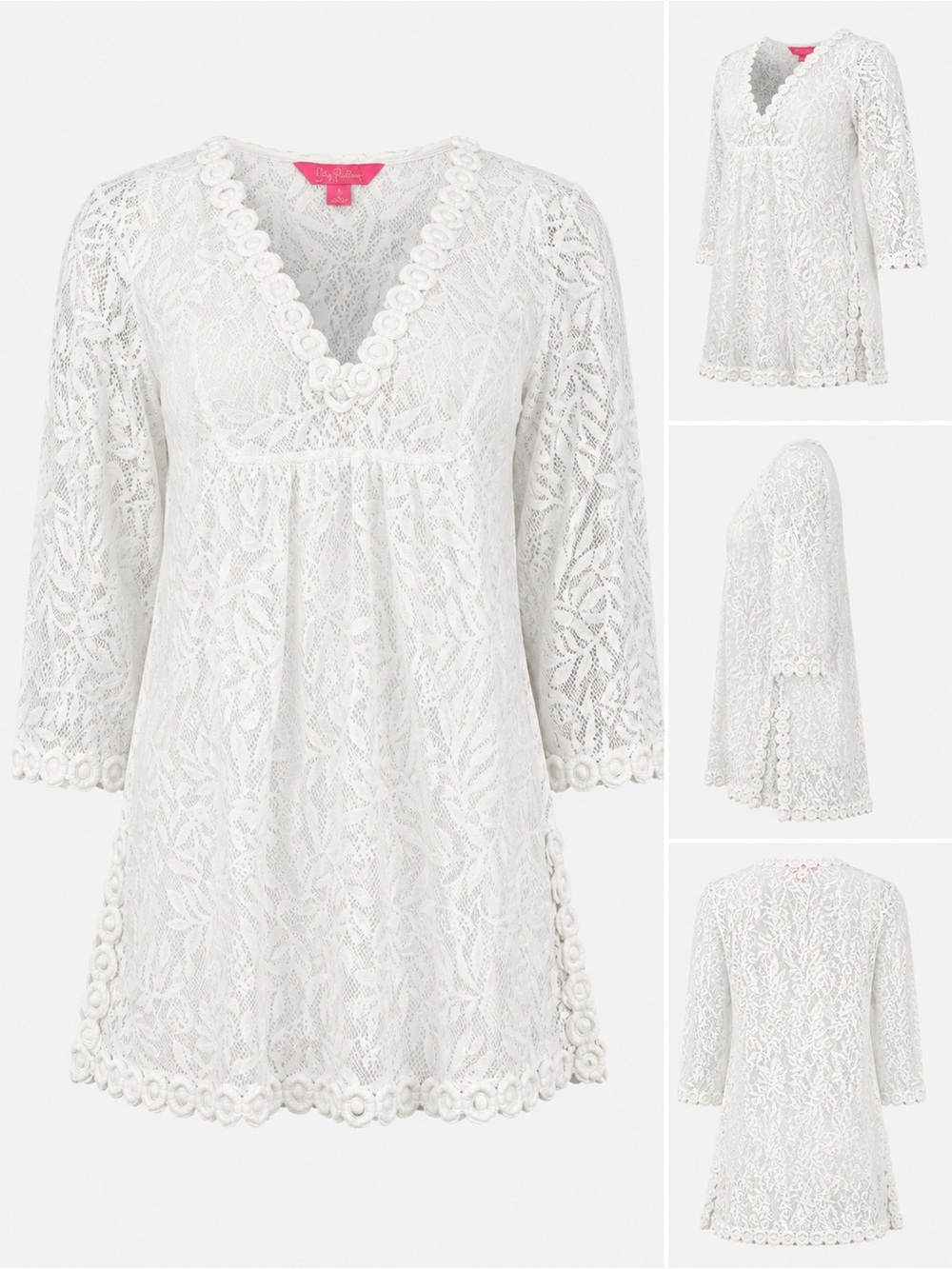 Lilly Pulitzer White Lace Beach Cover Up Tunic XS Boho Swim Coverup